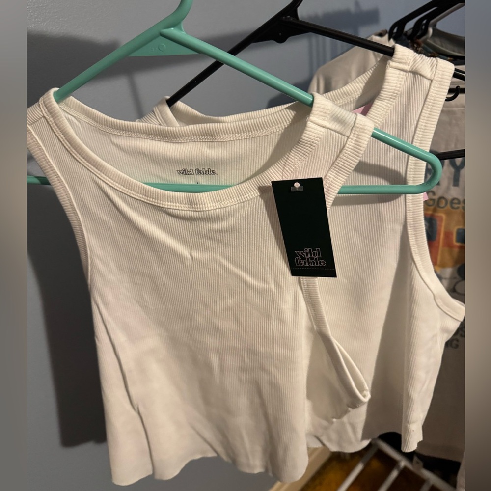 Wild Fable Ivory Ribbed Crop Top